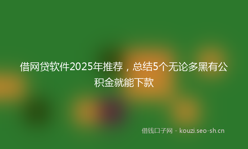 借网贷软件2025年推荐，总结5个无论多黑有公积金就能下款
