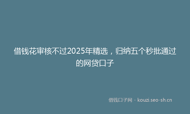 借钱花审核不过2025年精选，归纳五个秒批通过的网贷口子