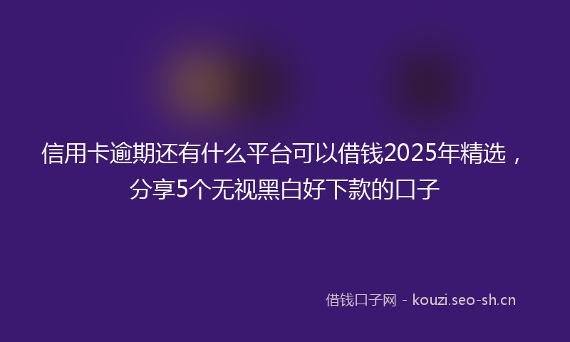 信用卡逾期还有什么平台可以借钱2025年精选，分享5个无视黑白好下款的口子