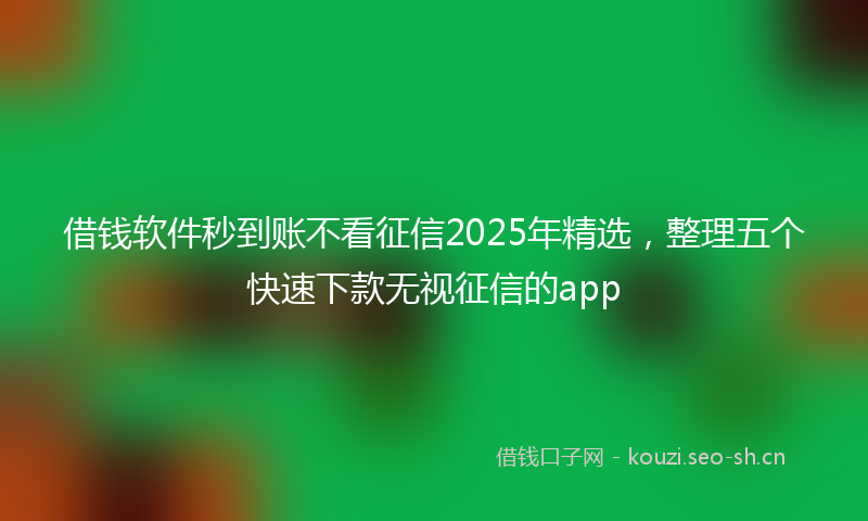 借钱软件秒到账不看征信2025年精选，整理五个快速下款无视征信的app