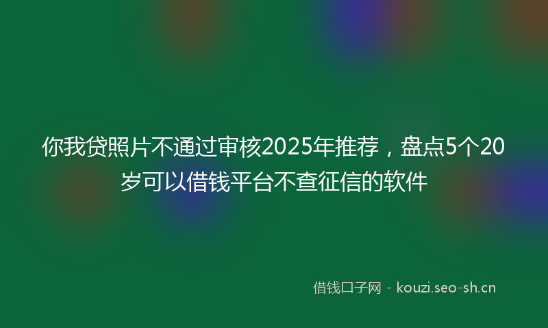 你我贷照片不通过审核2025年推荐,盘点5个20岁可以借钱平台不查征信的软件