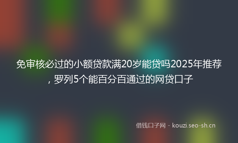 免审核必过的小额贷款满20岁能贷吗2025年推荐，罗列5个能百分百通过的网贷口子