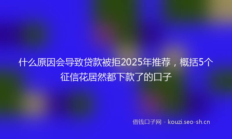 什么原因会导致贷款被拒2025年推荐，概括5个征信花居然都下款了的口子