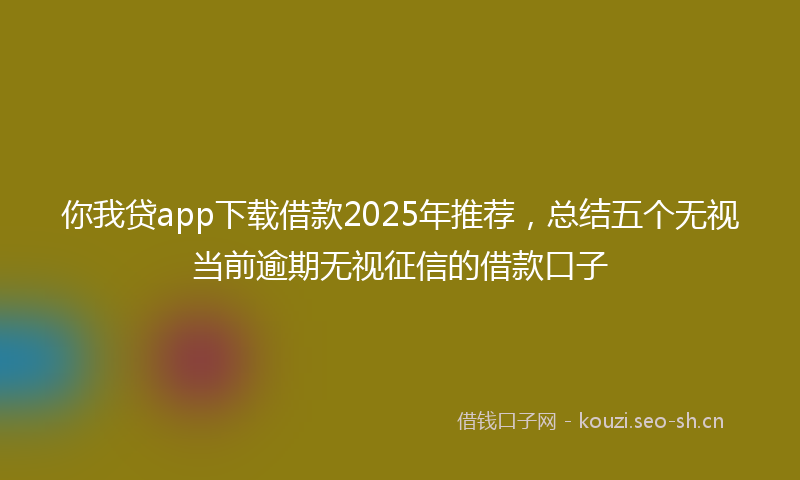 你我贷app下载借款2025年推荐，总结五个无视当前逾期无视征信的借款口子