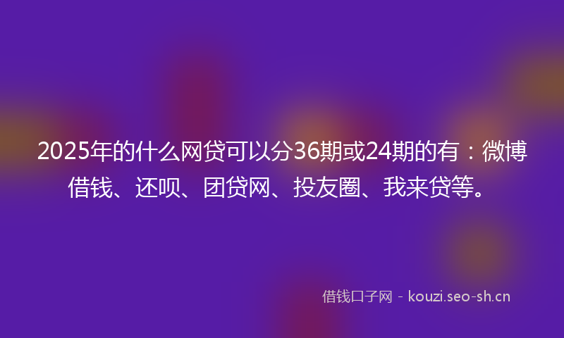 2025年的什么网贷可以分36期或24期的有：微博借钱、还呗、团贷网、投友圈、我来贷等。