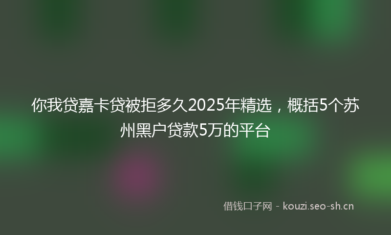 你我贷嘉卡贷被拒多久2025年精选，概括5个苏州黑户贷款5万的平台
