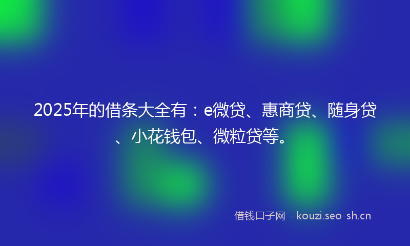 2025年的借条大全有：e微贷、惠商贷、随身贷、小花钱包、微粒贷等。