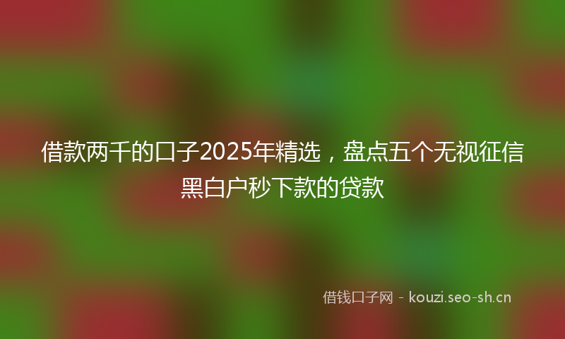 借款两千的口子2025年精选，盘点五个无视征信黑白户秒下款的贷款