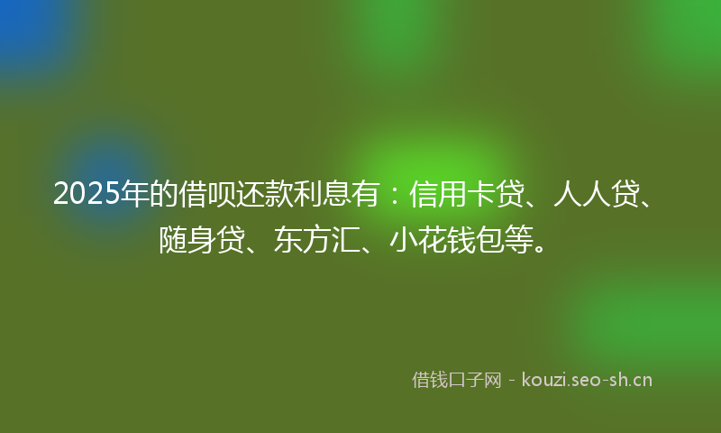2025年的借呗还款利息有：信用卡贷、人人贷、随身贷、东方汇、小花钱包等。