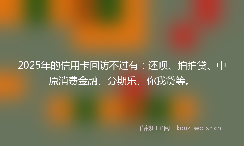2025年的信用卡回访不过有：还呗、拍拍贷、中原消费金融、分期乐、你我贷等。