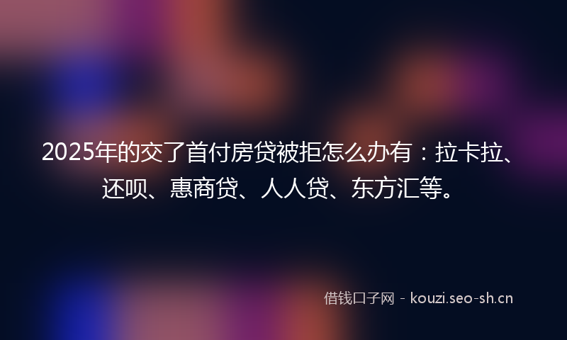 2025年的交了首付房贷被拒怎么办有：拉卡拉、还呗、惠商贷、人人贷、东方汇等。
