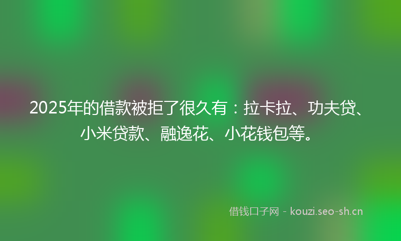 2025年的借款被拒了很久有：拉卡拉、功夫贷、小米贷款、融逸花、小花钱包等。