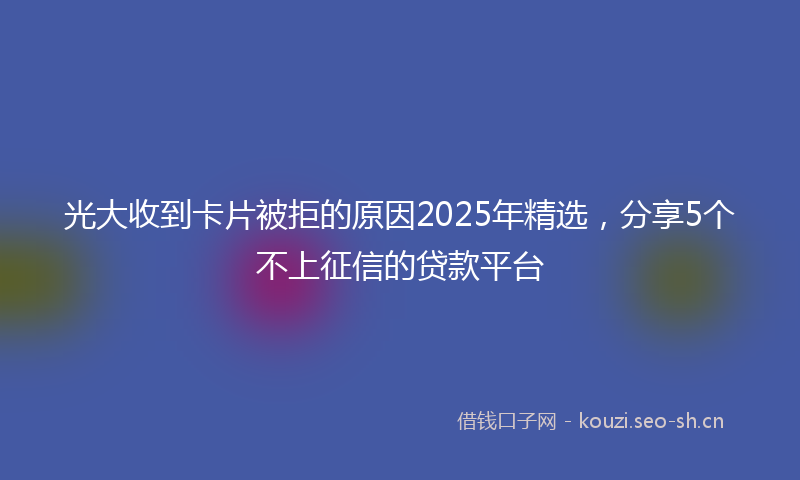 光大收到卡片被拒的原因2025年精选，分享5个不上征信的贷款平台