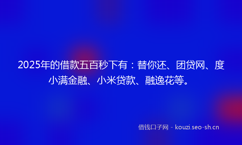 2025年的借款五百秒下有：替你还、团贷网、度小满金融、小米贷款、融逸花等。