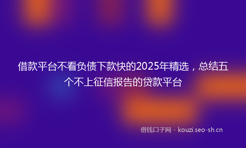 借款平台不看负债下款快的2025年精选，总结五个不上征信报告的贷款平台