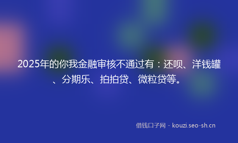 2025年的你我金融审核不通过有：还呗、洋钱罐、分期乐、拍拍贷、微粒贷等。