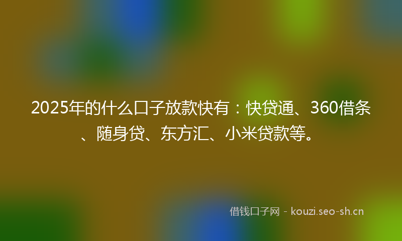 2025年的什么口子放款快有：快贷通、360借条、随身贷、东方汇、小米贷款等。