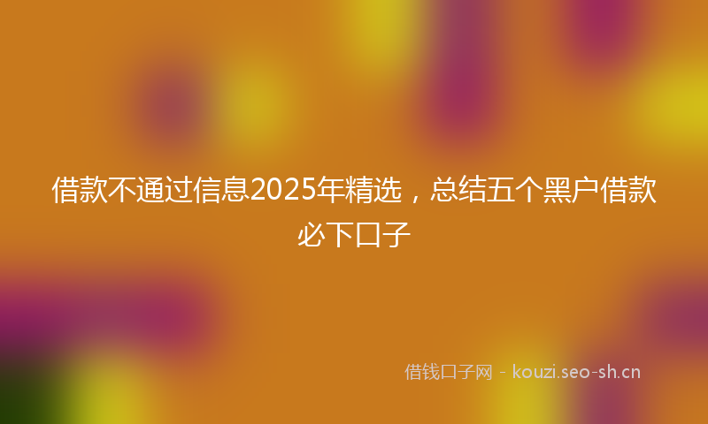 借款不通过信息2025年精选，总结五个黑户借款必下口子