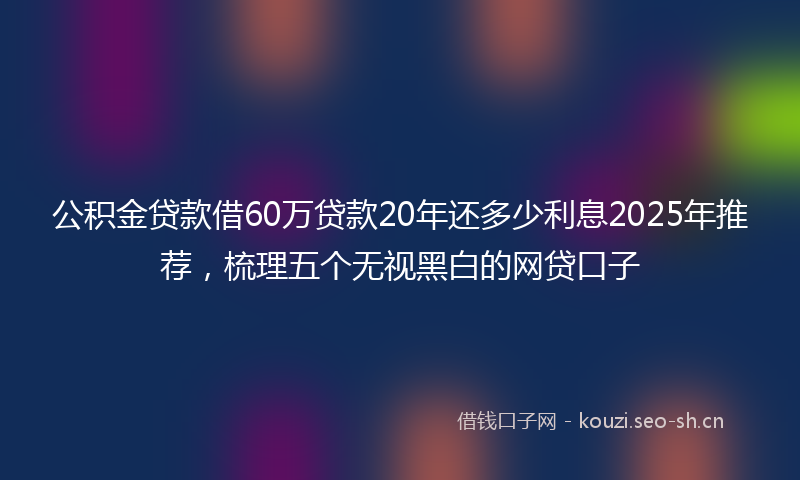 公积金贷款借60万贷款20年还多少利息2025年推荐，梳理五个无视黑白的网贷口子