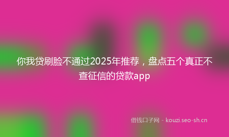 你我贷刷脸不通过2025年推荐，盘点五个真正不查征信的贷款app
