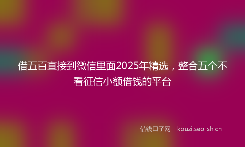 借五百直接到微信里面2025年精选，整合五个不看征信小额借钱的平台