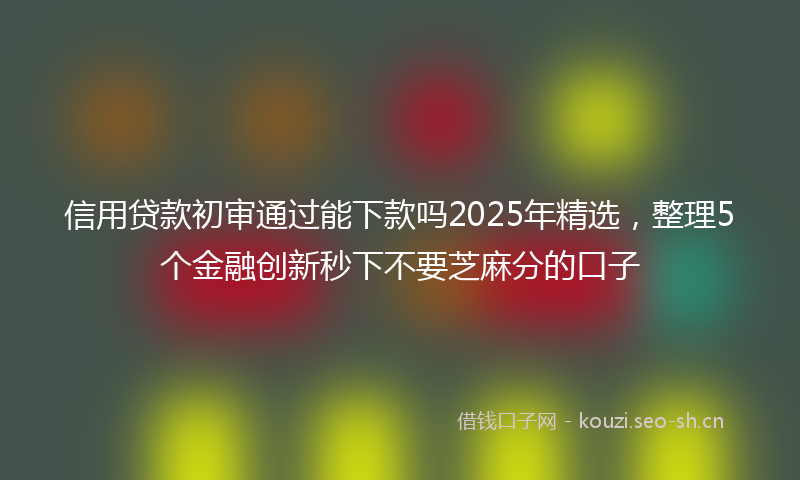 信用贷款初审通过能下款吗2025年精选，整理5个金融创新秒下不要芝麻分的口子