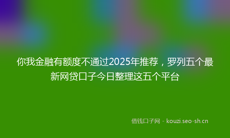 你我金融有额度不通过2025年推荐，罗列五个最新网贷口子今日整理这五个平台