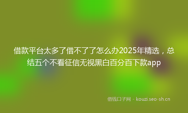 借款平台太多了借不了了怎么办2025年精选，总结五个不看征信无视黑白百分百下款app
