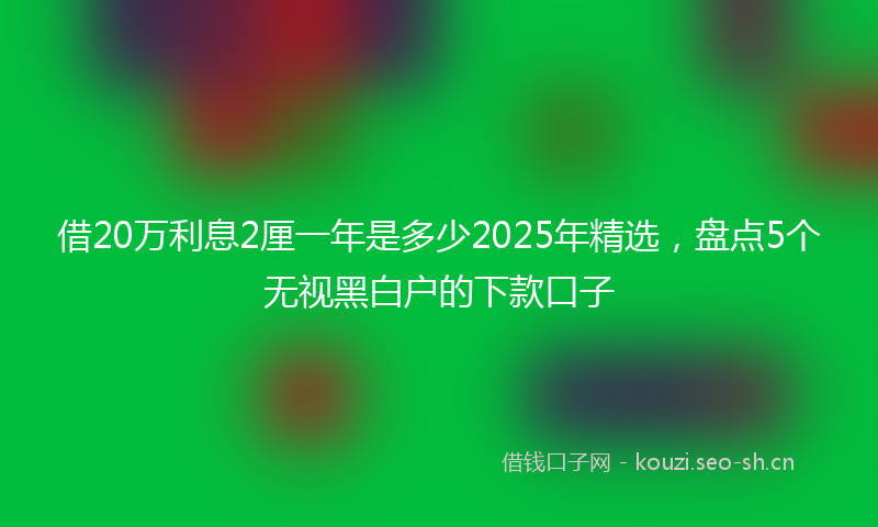 借20万利息2厘一年是多少2025年精选，盘点5个无视黑白户的下款口子