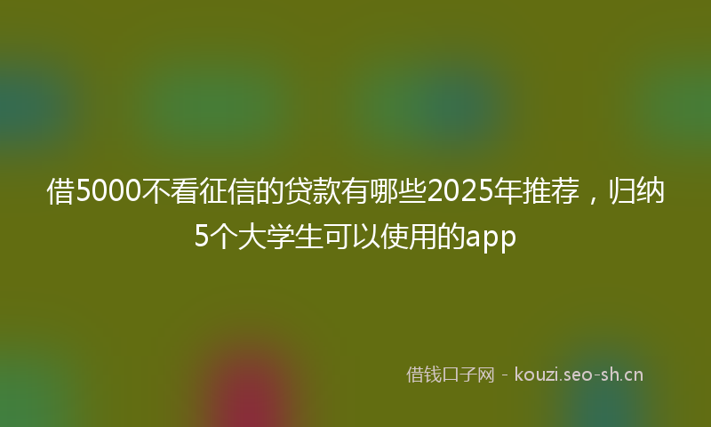 借5000不看征信的贷款有哪些2025年推荐,归纳5个大学生可以使用的app