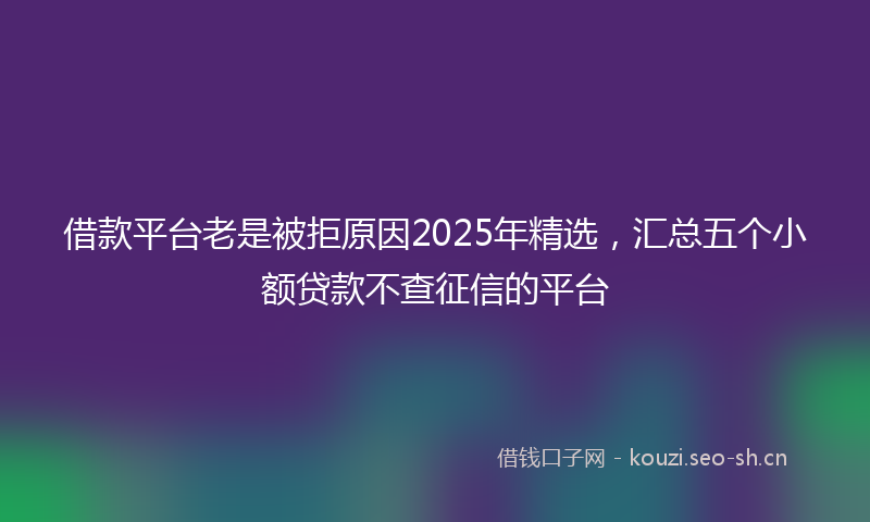 借款平台老是被拒原因2025年精选，汇总五个小额贷款不查征信的平台