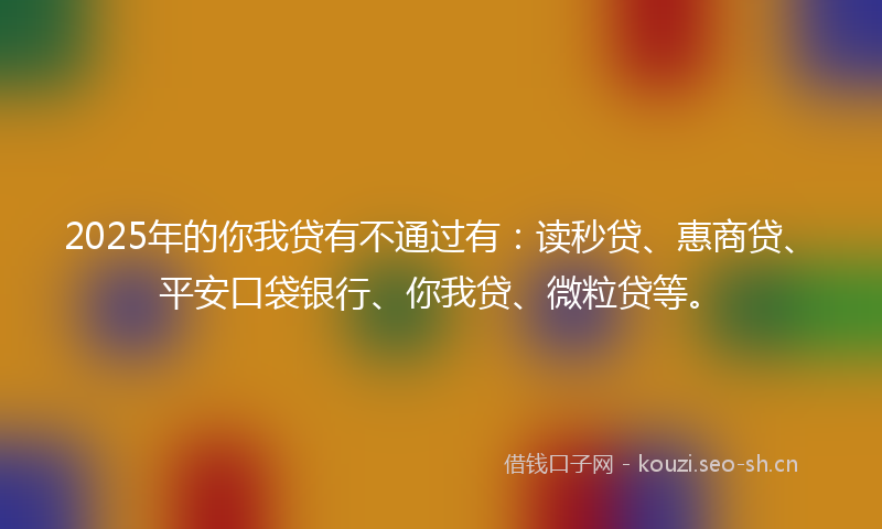 2025年的你我贷有不通过有：读秒贷、惠商贷、平安口袋银行、你我贷、微粒贷等。