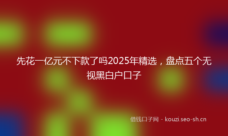 先花一亿元不下款了吗2025年精选，盘点五个无视黑白户口子