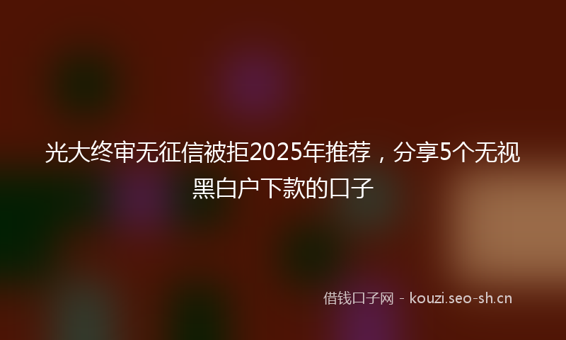 光大终审无征信被拒2025年推荐，分享5个无视黑白户下款的口子