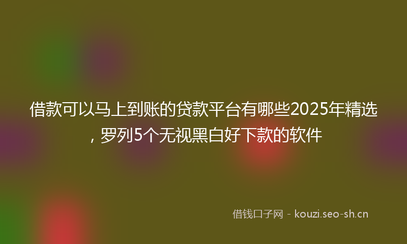 借款可以马上到账的贷款平台有哪些2025年精选，罗列5个无视黑白好下款的软件