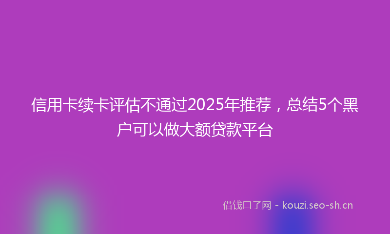 信用卡续卡评估不通过2025年推荐，总结5个黑户可以做大额贷款平台