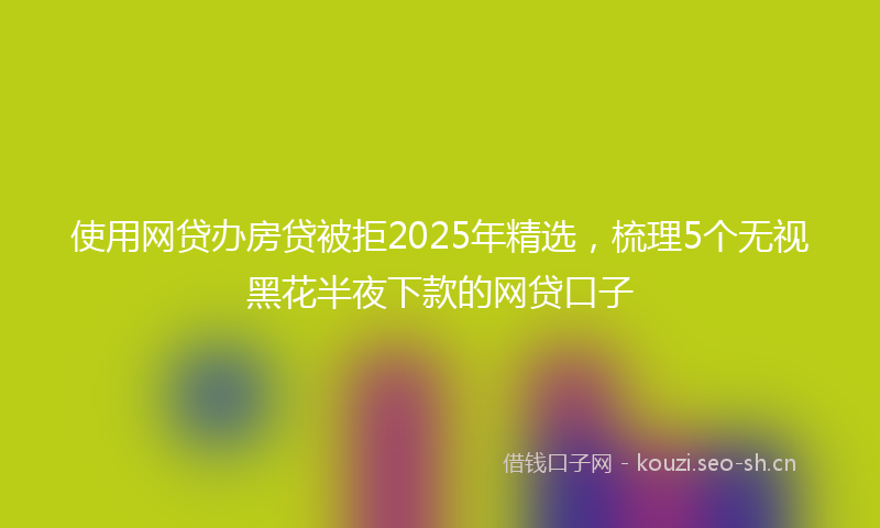 使用网贷办房贷被拒2025年精选，梳理5个无视黑花半夜下款的网贷口子