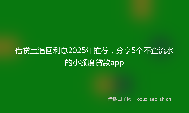 借贷宝追回利息2025年推荐，分享5个不查流水的小额度贷款app