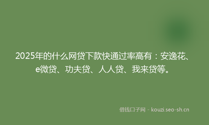 2025年的什么网贷下款快通过率高有：安逸花、e微贷、功夫贷、人人贷、我来贷等。