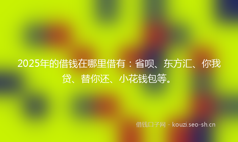2025年的借钱在哪里借有：省呗、东方汇、你我贷、替你还、小花钱包等。