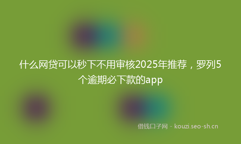 什么网贷可以秒下不用审核2025年推荐，罗列5个逾期必下款的app