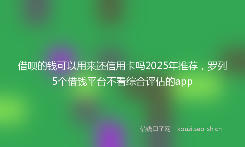 借呗的钱可以用来还信用卡吗2025年推荐，罗列5个借钱平台不看综合评估的app