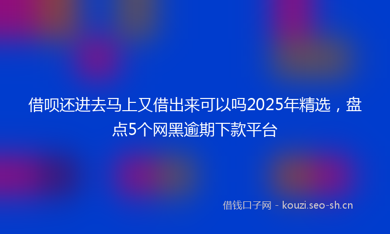借呗还进去马上又借出来可以吗2025年精选，盘点5个网黑逾期下款平台