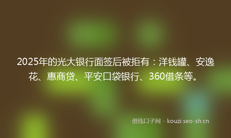 2025年的光大银行面签后被拒有：洋钱罐、安逸花、惠商贷、平安口袋银行、360借条等。