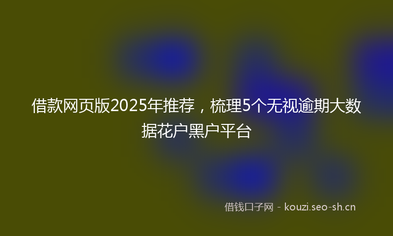 借款网页版2025年推荐，梳理5个无视逾期大数据花户黑户平台