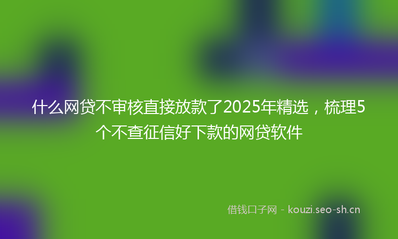 什么网贷不审核直接放款了2025年精选，梳理5个不查征信好下款的网贷软件