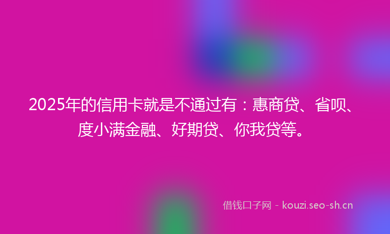 2025年的信用卡就是不通过有：惠商贷、省呗、度小满金融、好期贷、你我贷等。