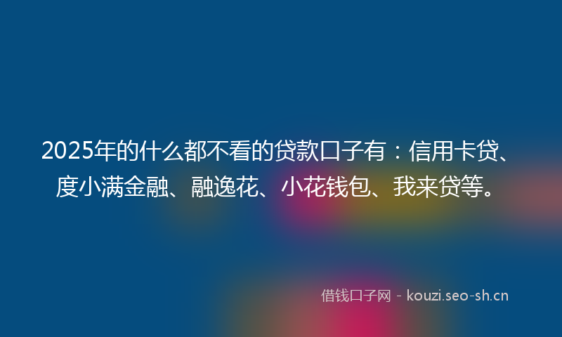 2025年的什么都不看的贷款口子有：信用卡贷、度小满金融、融逸花、小花钱包、我来贷等。