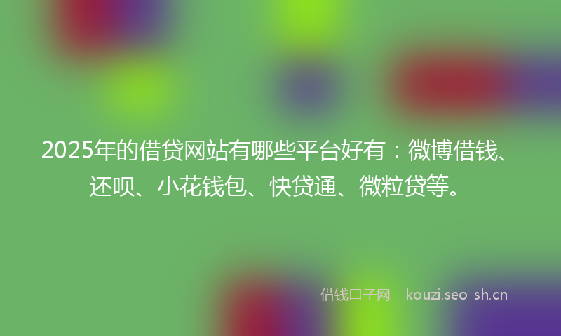 2025年的借贷网站有哪些平台好有：微博借钱、还呗、小花钱包、快贷通、微粒贷等。