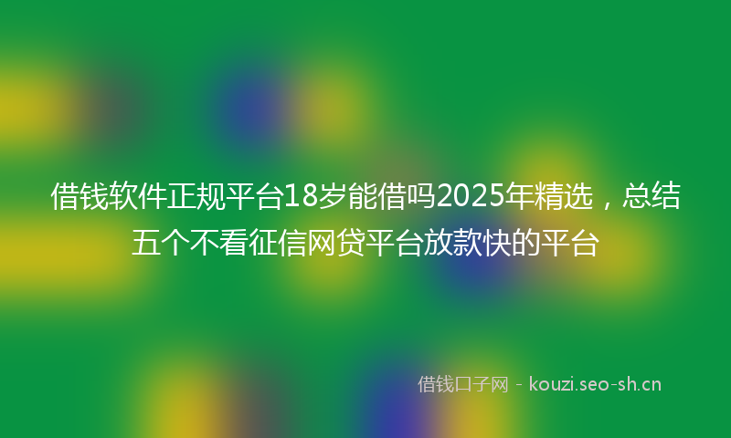 借钱软件正规平台18岁能借吗2025年精选，总结五个不看征信网贷平台放款快的平台